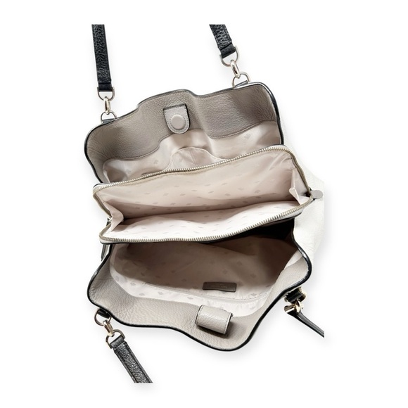 Kate Spade Off White, Black & Grey, Pebbled Leather Satchel Double Handle - Picture 7 of 15